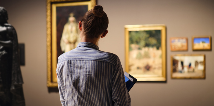 Woman in museum